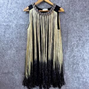 Paradiso Dress Large Ombre Tassel Gatsby Shimmer Sparkle Flapper Braided Neck